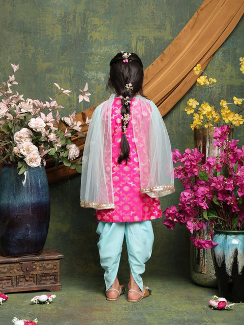 vibrant-magenta-blue-patiala-suit-for-girls-brocade-kurti-dhoti-pants-dupatta-saka-designs