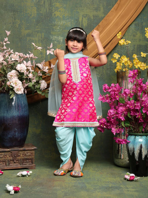 vibrant-magenta-blue-patiala-suit-for-girls-brocade-kurti-dhoti-pants-dupatta-saka-designs