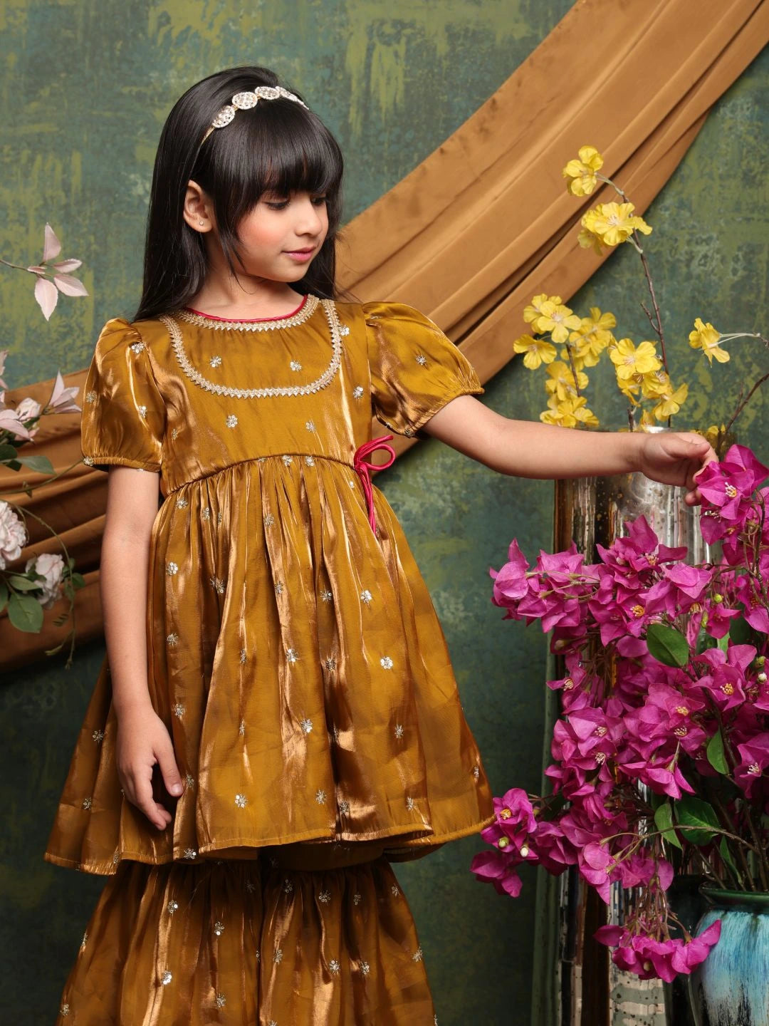 girls-mustard-brown-ethnic-kurta-palazzo-set-elegant-festive-wear-saka-designs