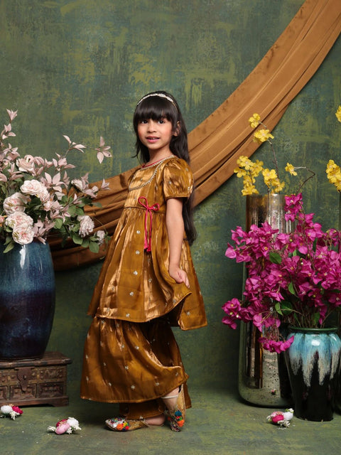 girls-mustard-brown-ethnic-kurta-palazzo-set-elegant-festive-wear-saka-designs