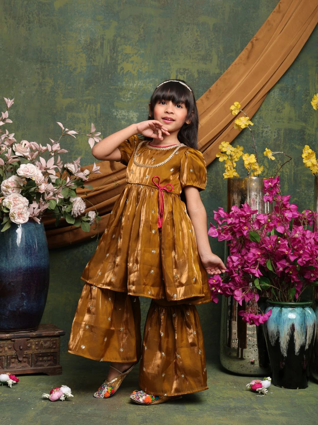 girls-mustard-brown-ethnic-kurta-palazzo-set-elegant-festive-wear-saka-designs
