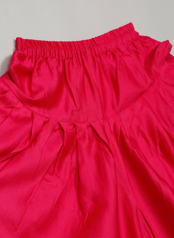 Girls Kurta Dhoti - Green & Magenta