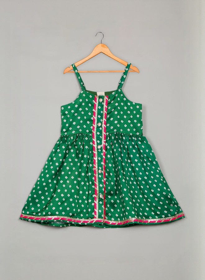 Girls Kurta Dhoti - Green & Magenta