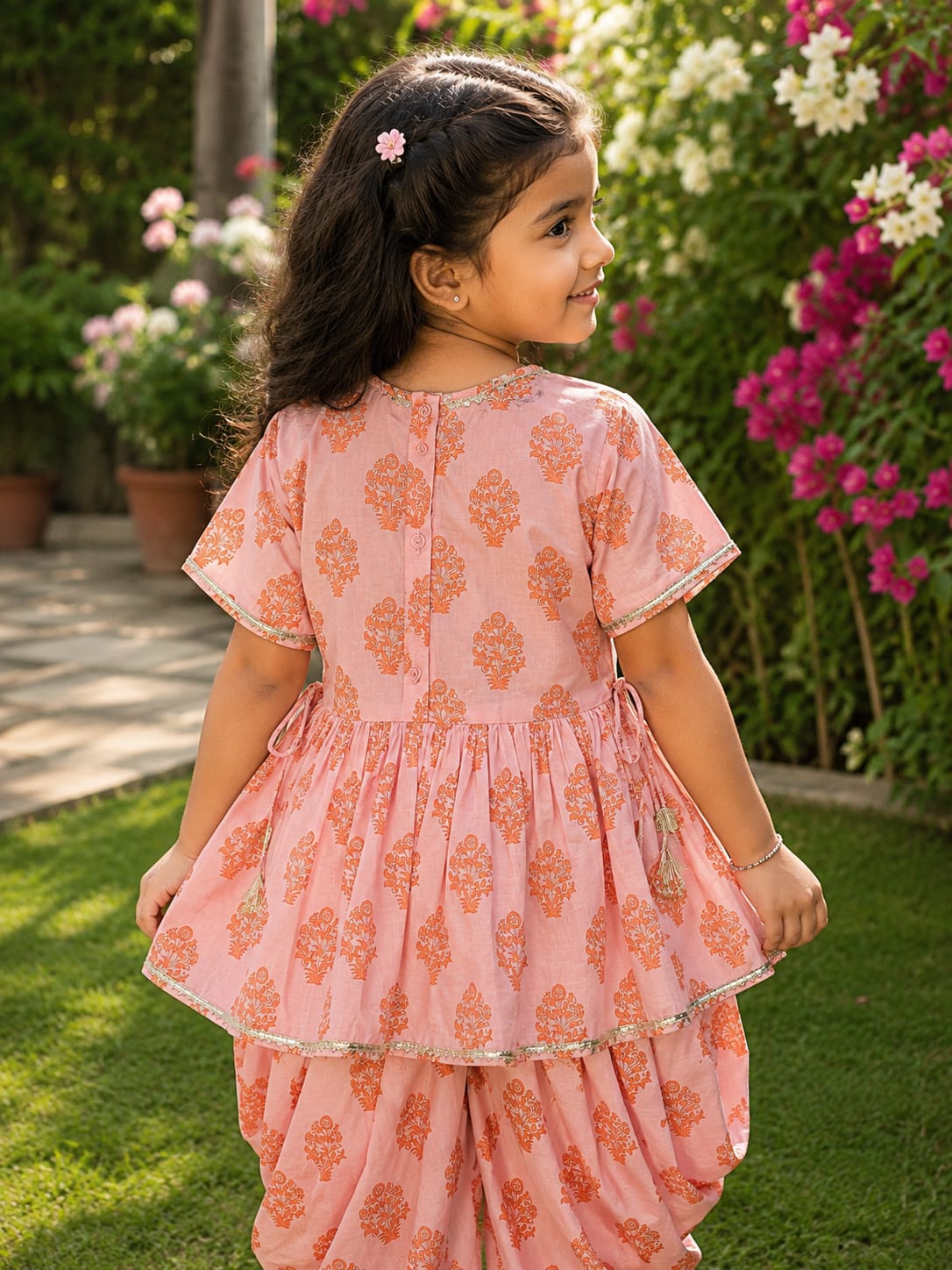 Girls Ethnic Motifs Printed Empire Kurta with Dhoti Pants