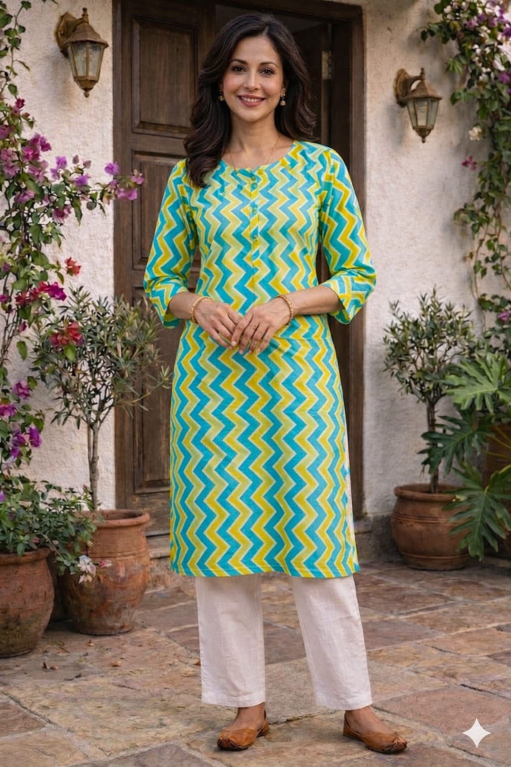 Women 100% Cotton 3/4th sleeves Printed Kurti (Kurti-72)