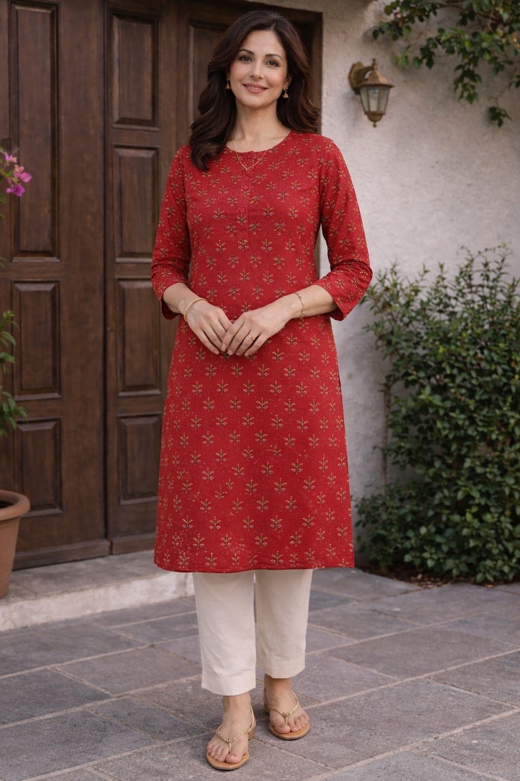 Women 100% Cotton 3/4th sleeves Printed Kurti (Kurti-71)