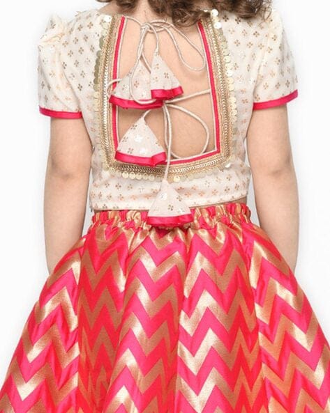 Girl's Lehenga Choli - Magenta & Ivory