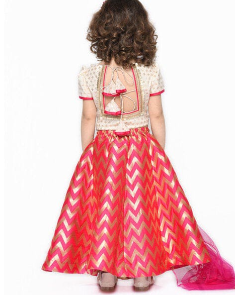 Girl's Lehenga Choli - Magenta & Ivory