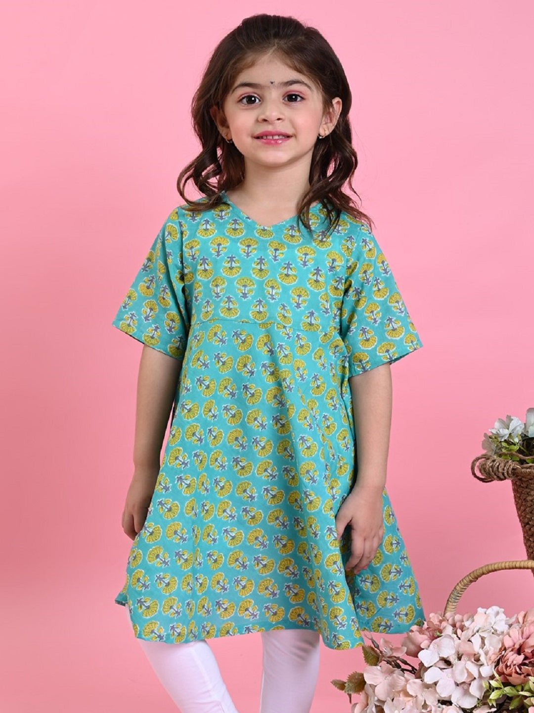 saka-designs-girls-blue-cotton-prinetd-kurta