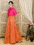 Saka Designs Indowestern Magenta Top With Orange & Gold Jaquard Lehenga