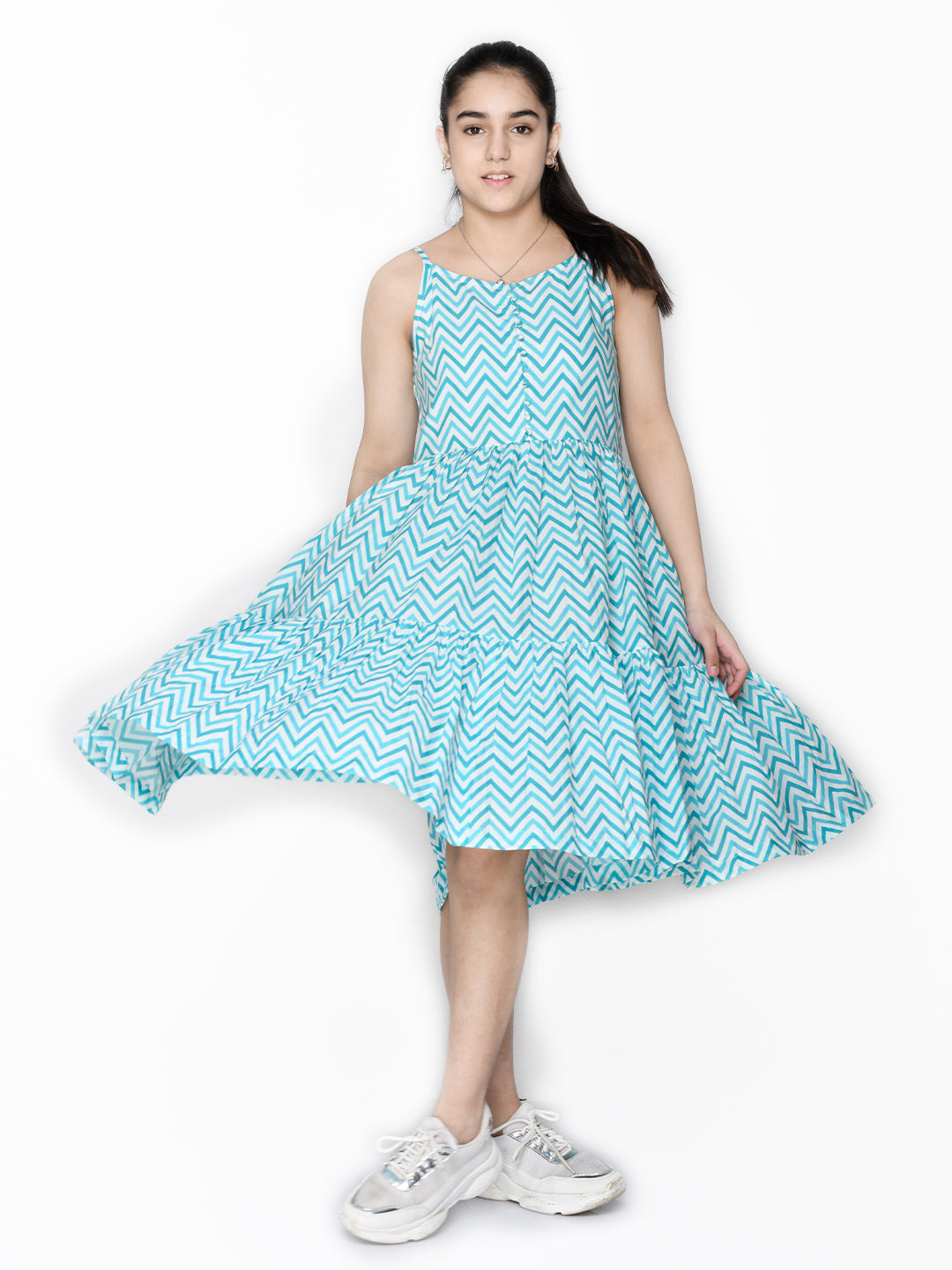 Saka Designs Blue Girl's Knee Length Dress