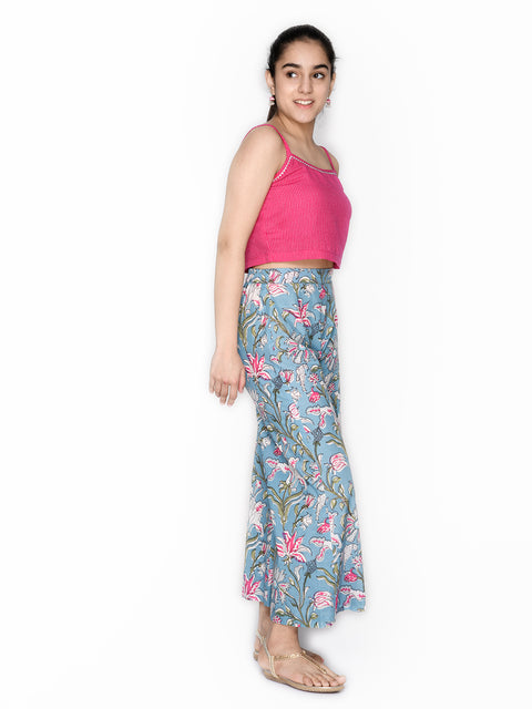 PINK TOP WITH FLOWERY PRINT SHARARA FOR TEENS