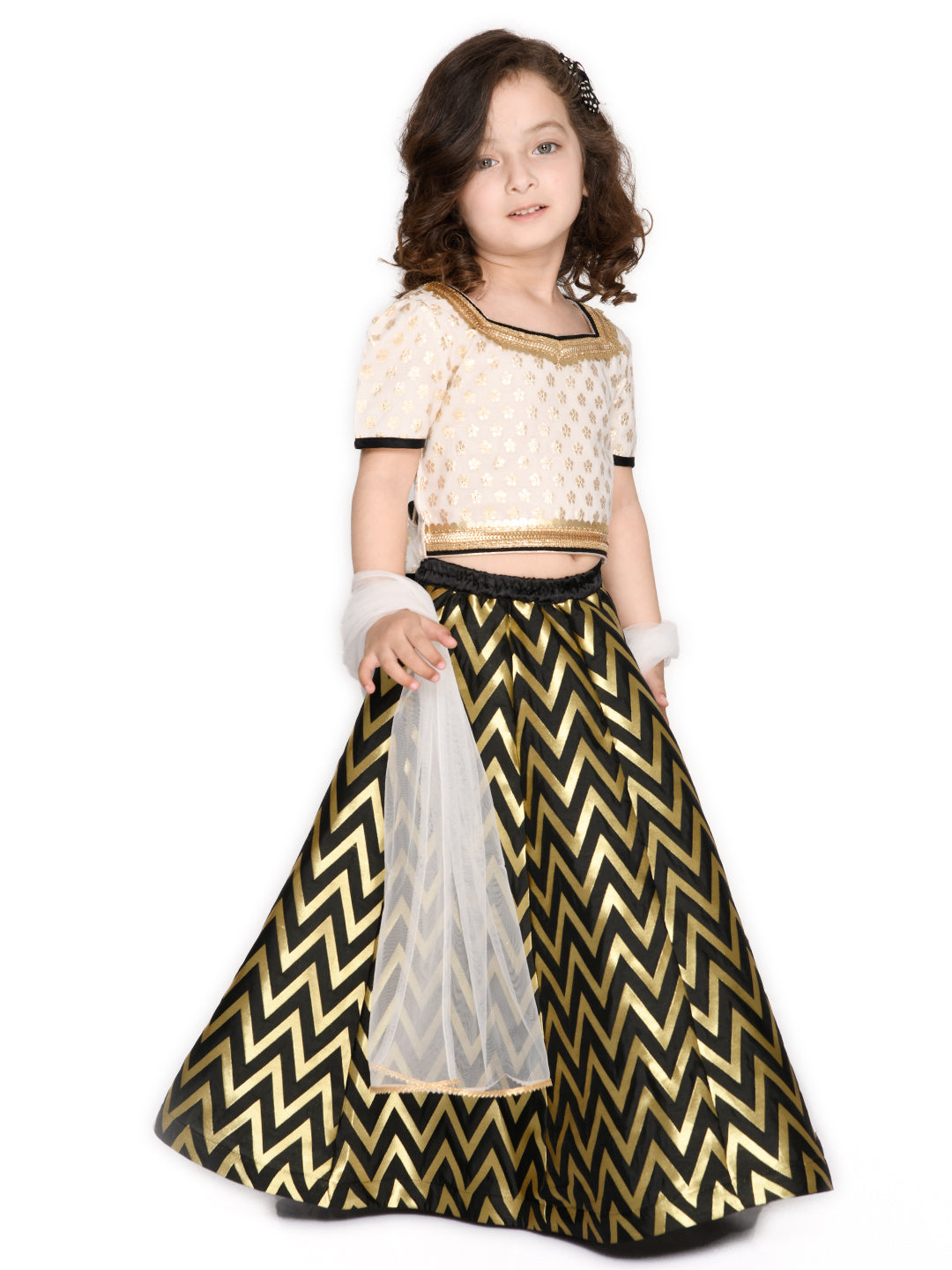 Lehenga Choli with Dupatta - Black