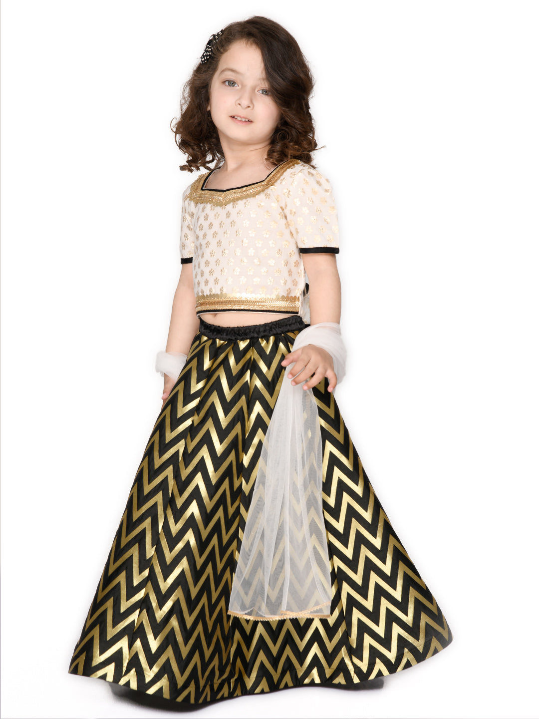 Lehenga Choli with Dupatta - Black
