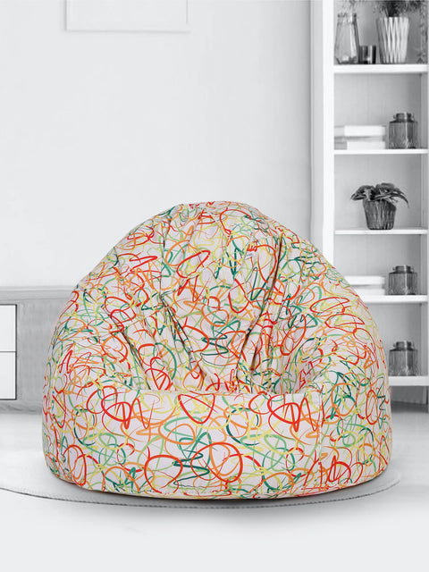 Multicolored Digital Printed Canvas XXL Bean Bag Cover