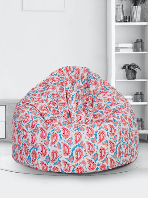 White & Pink Digital Print Canvas XXL Bean Bag Cover