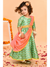 Saka Designs Green Girl's Maxi Dress/Gown with Dupatta & Belt