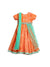 Saka Designs Rust & Green Girl's Maxi Dress/Gown With Dupatta & Belt