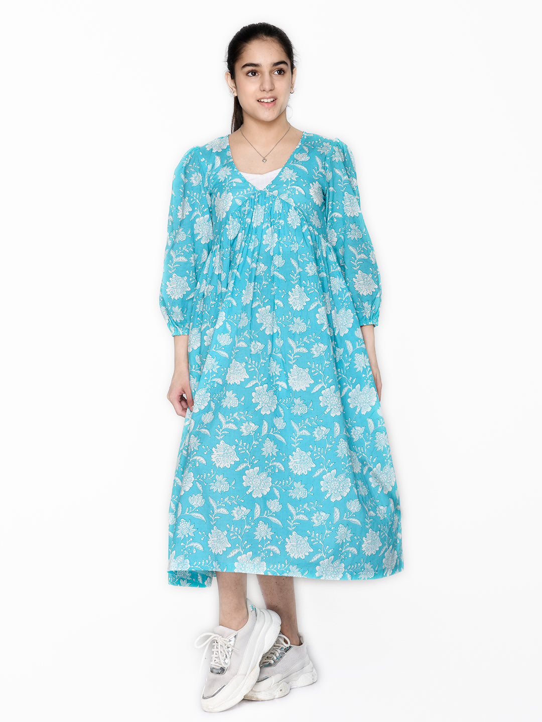 Saka Designs Blue Girl'S Midi Dress
