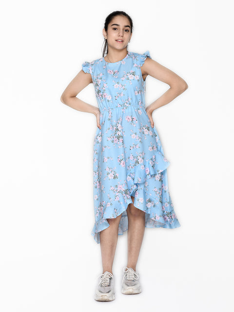 Saka Designs Blue Girl'S Knee Length Dress