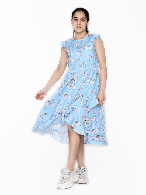 Saka Designs Blue Girl'S Knee Length Dress