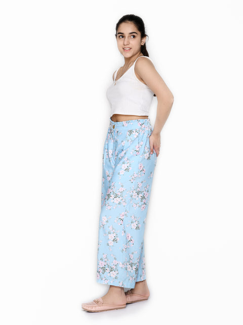 Blue Flory Cotton Lounge Wear for Teens