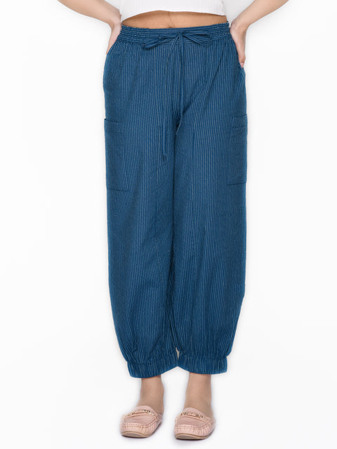 Navy Blue Cotton Lounge Pants for Teens