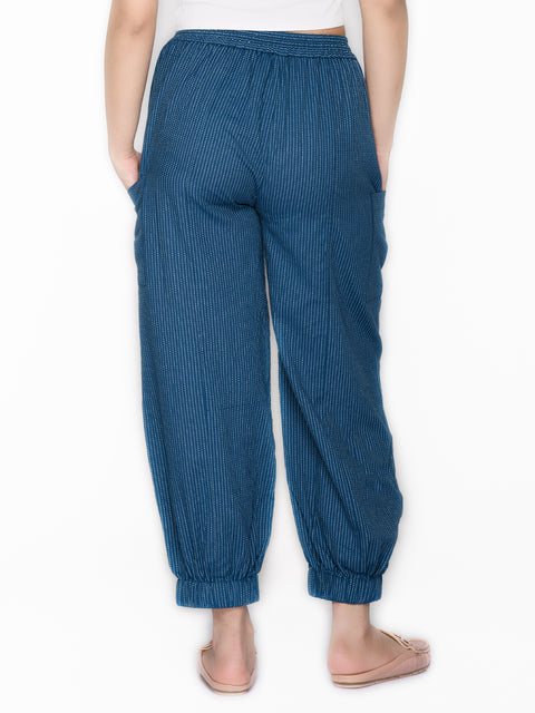 Navy Blue Cotton Lounge Pants for Teens