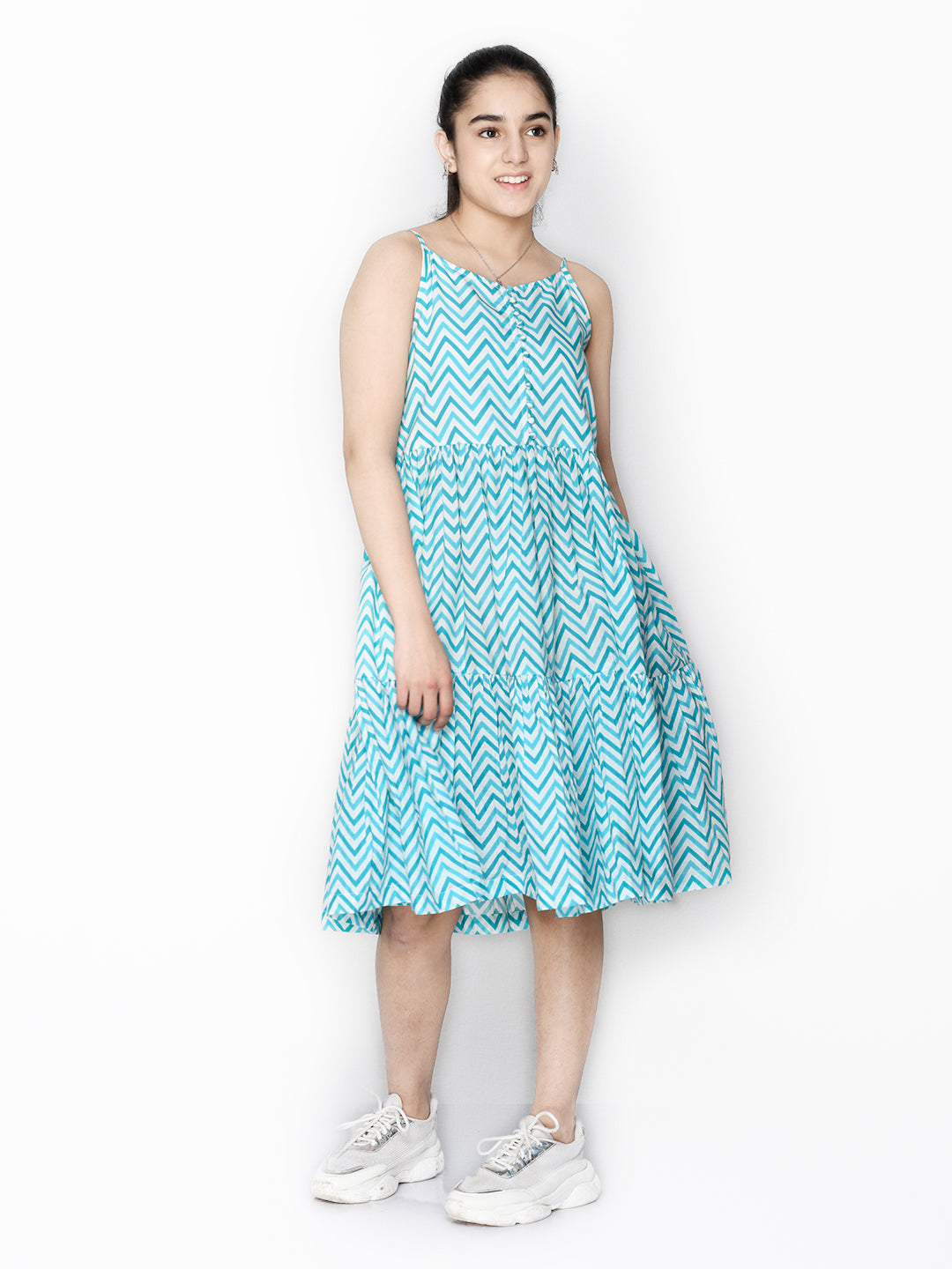 Saka Designs Blue Girl's Knee Length Dress