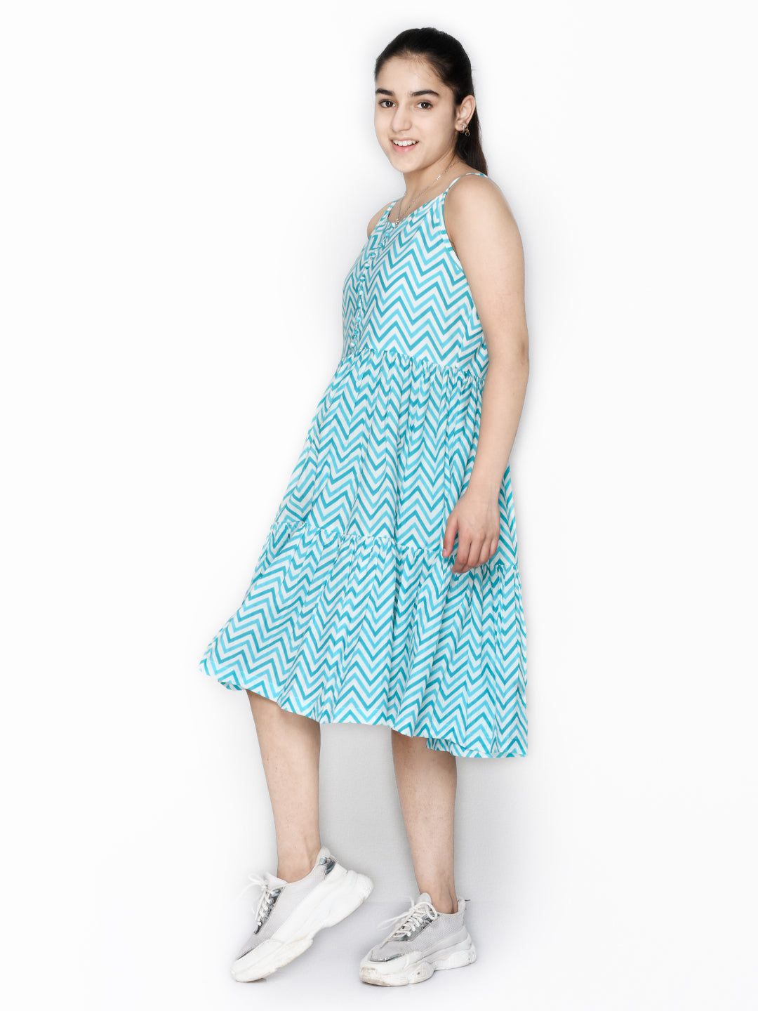Saka Designs Blue Girl's Knee Length Dress