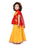 Saka Designs Girls Yellow & Red Embroidered Ready To Wear Lehenga Choli With Dupatta