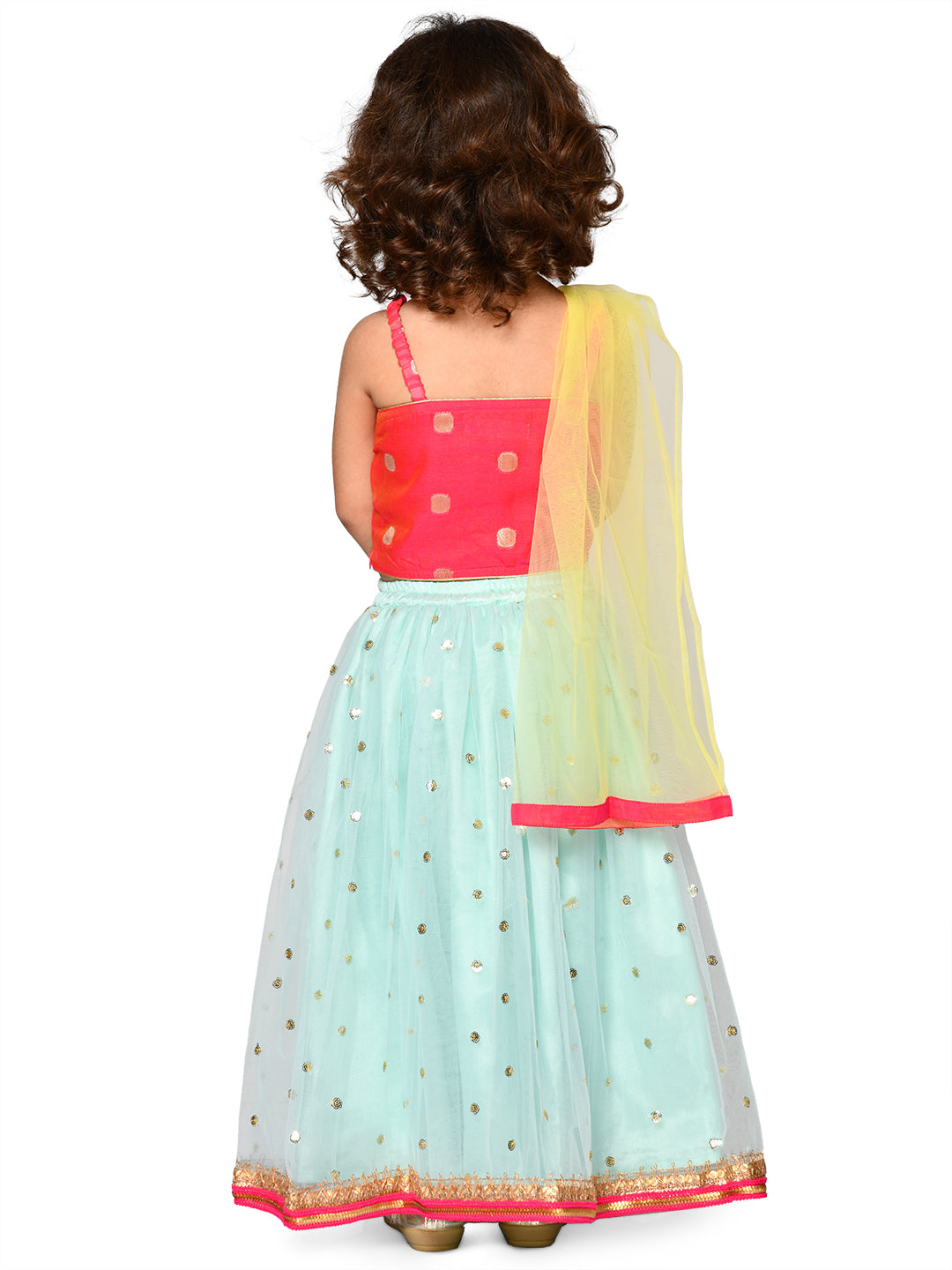 Lehenga With Choli & Dupatta - Magenta & Blue