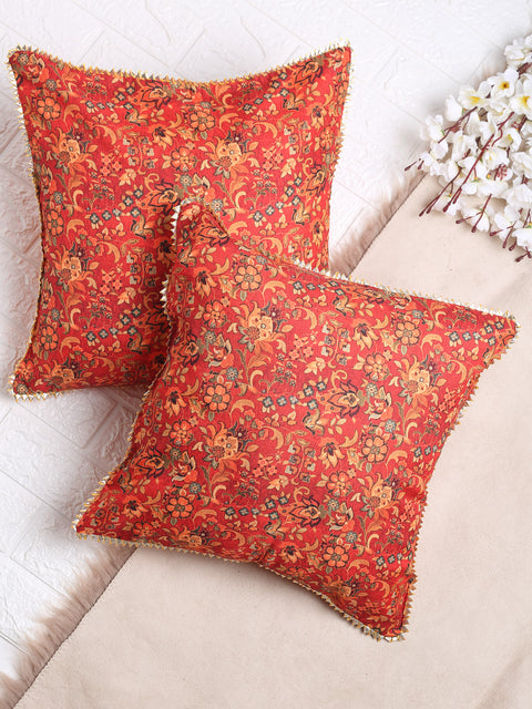 Ethnic Print Red Mustard  Cushion Cover - Square