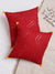 Red Embroidered Mirror work Cushion Cover - Square
