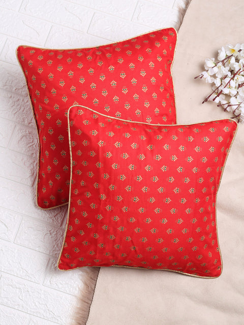 Gold Print on Red Cushion Cover - Square