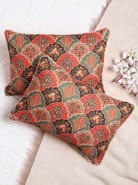 Mughal Print Mustard Cushion Cover - Rectangle