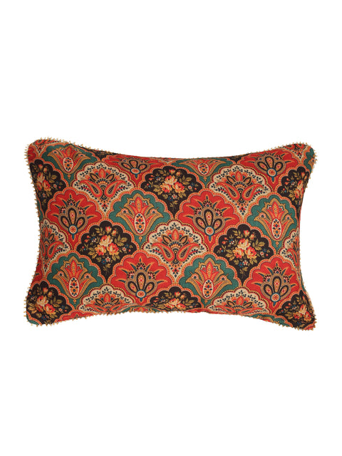 Mughal Print Mustard Cushion Cover - Rectangle