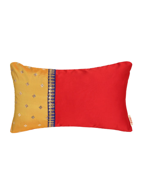 Red Mustard Gold Print Cushion Cover - Rectangle
