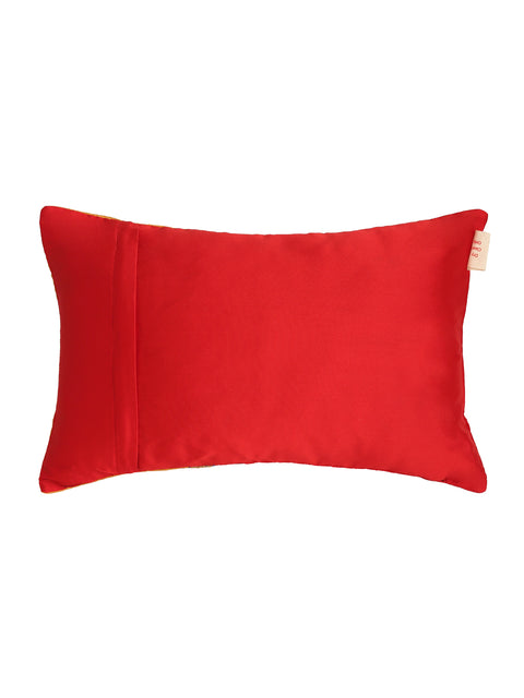 Red Mustard Gold Print Cushion Cover - Rectangle