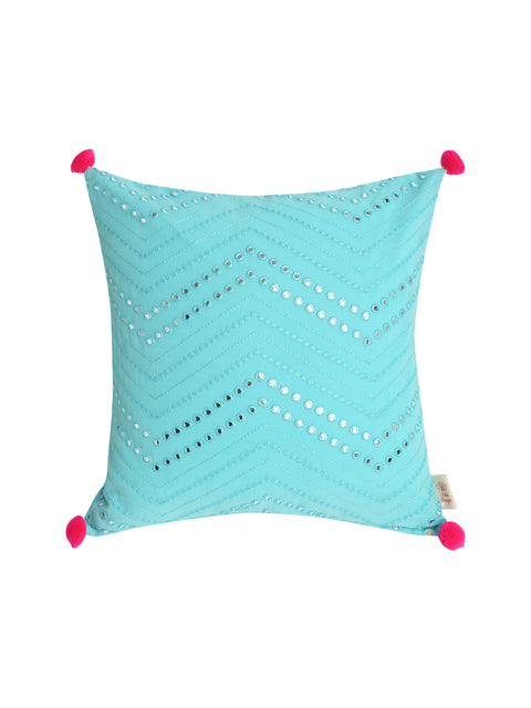 Blue Embroidered Cushion Cover - Square