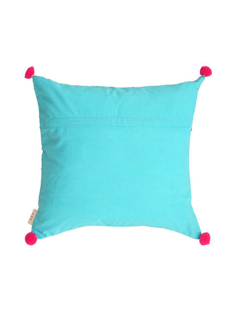 Blue Embroidered Cushion Cover - Square