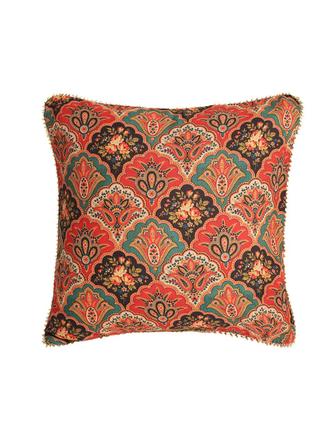 Mughal Print Mustard Cushion Cover - Square