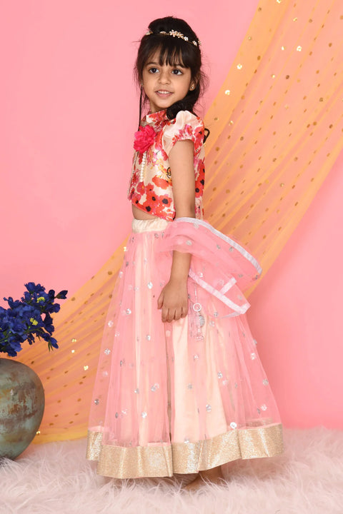Saka Designs Girl Floral Printed Lehenga Choli And Dupatta
