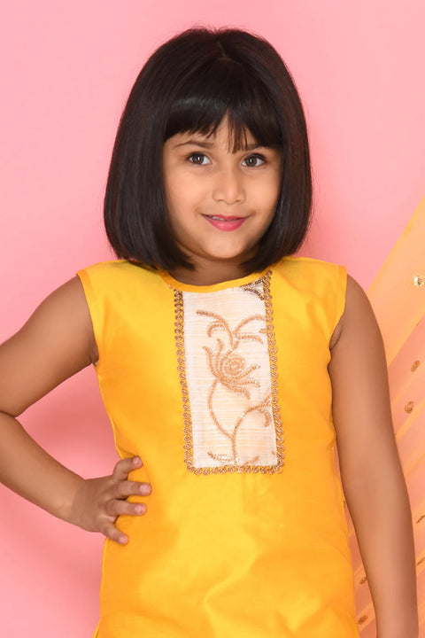 Saka Designs Yellow Kurta & Dhoti With Emberoidery