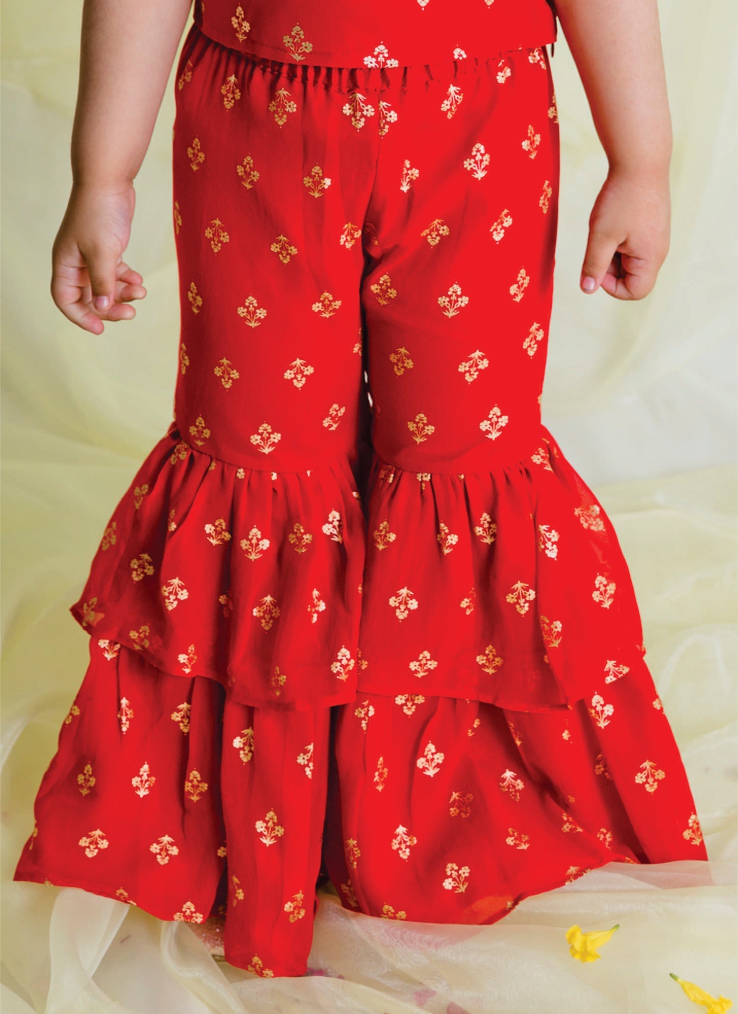 Saka Designs Girl Red Printed Top & Sharara