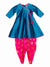 Saka Designs Girl Blue Jaquard Angrakha Kurta With Magenta Dhoti