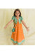 Saka Designs Orange & Green Girl'S Maxi Gown Jacket & A Pouch