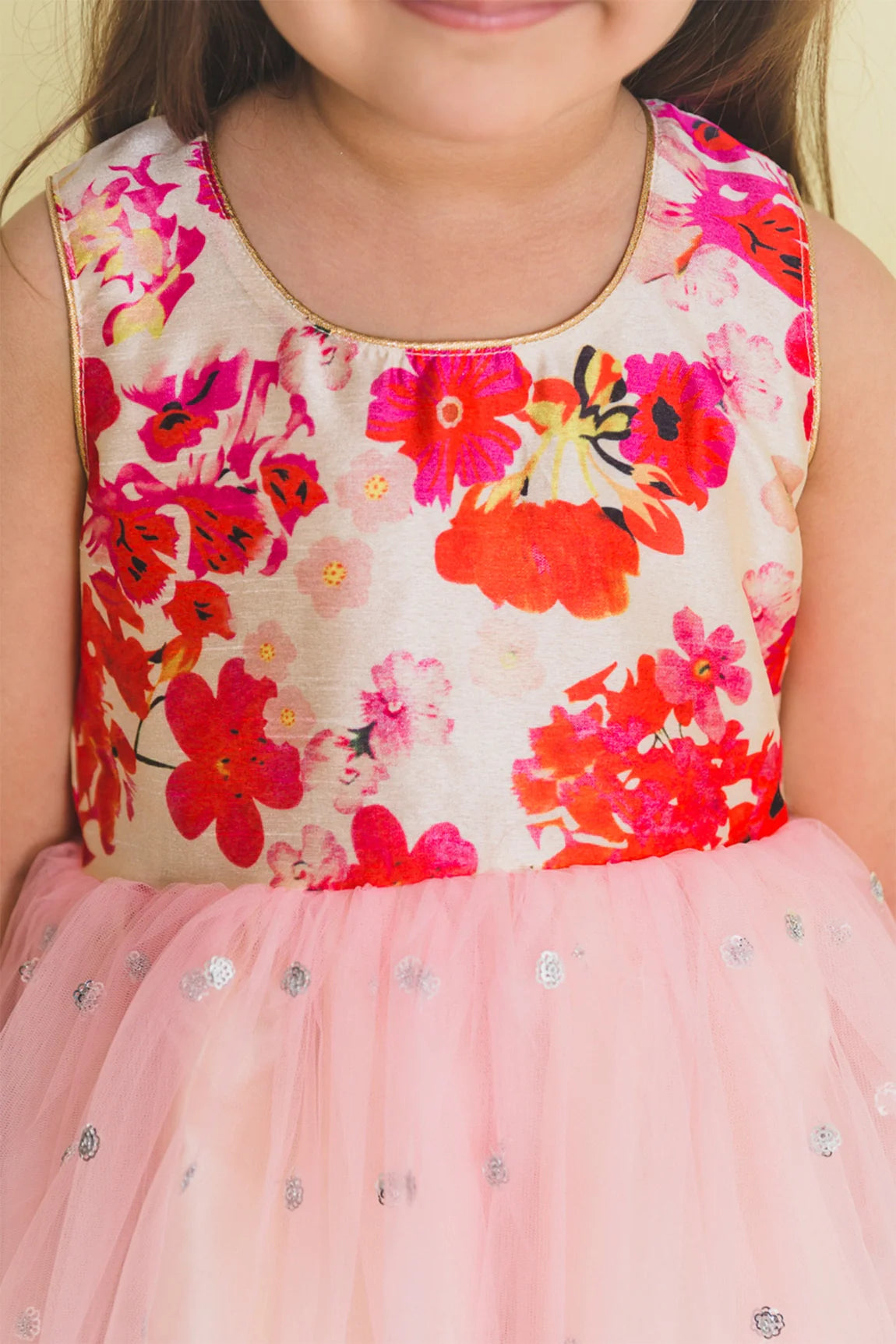 Saka Designs Pink & Blue Girl'S Maxi Gown
