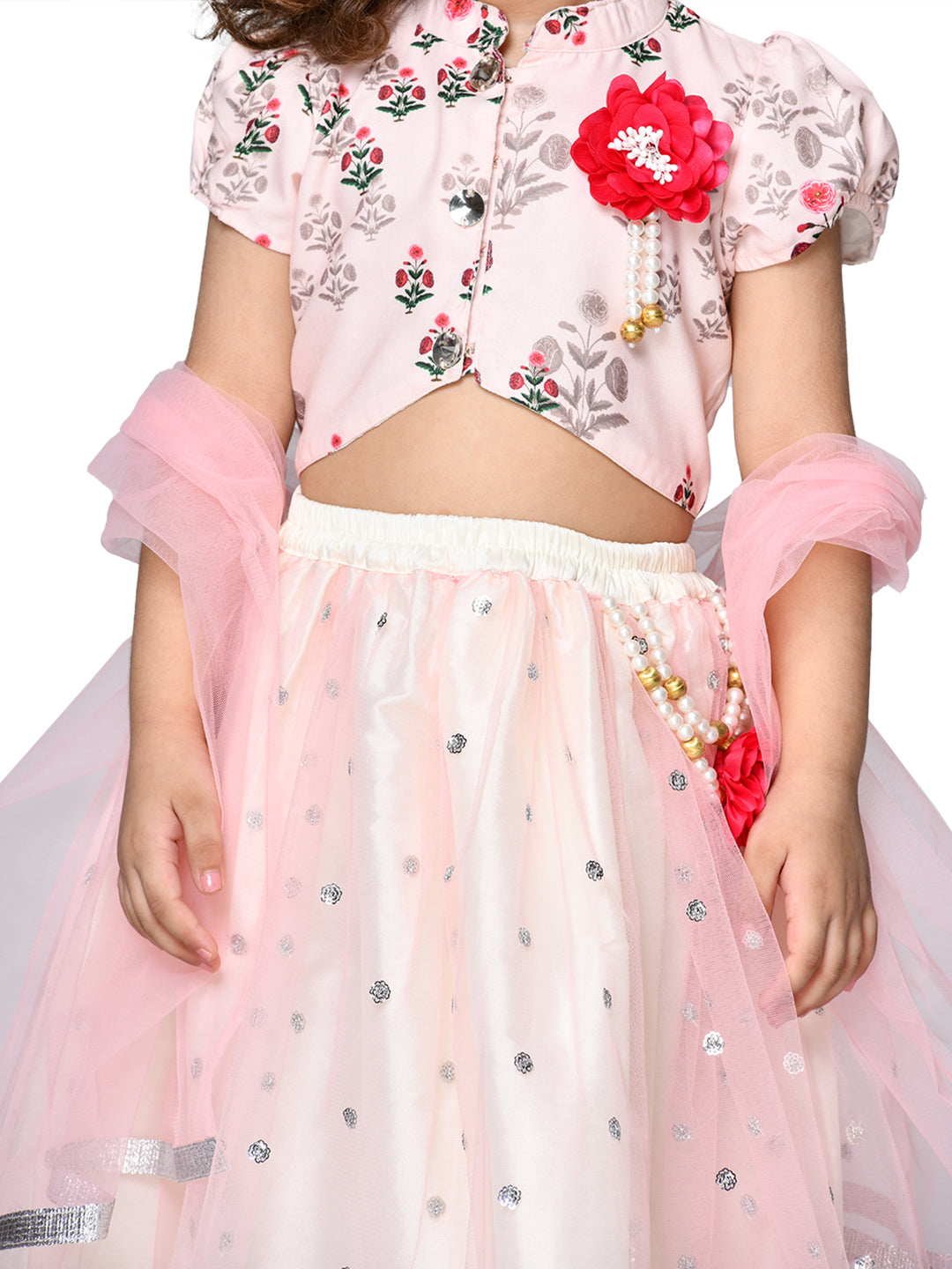 Saka Designs Girl Floral Print Pink Color Lehenga Choli With Dupatta