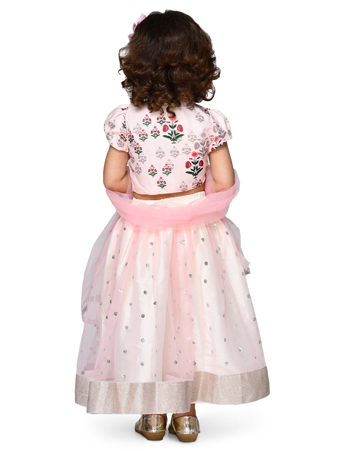 Saka Designs Girl Floral Print Pink Color Lehenga Choli With Dupatta